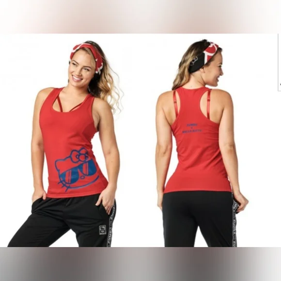 Zumba X Hello Kitty Red Tank Top Size Large - Picture 9 of 9
